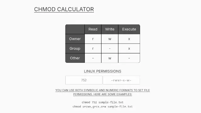 Chmod Calculator